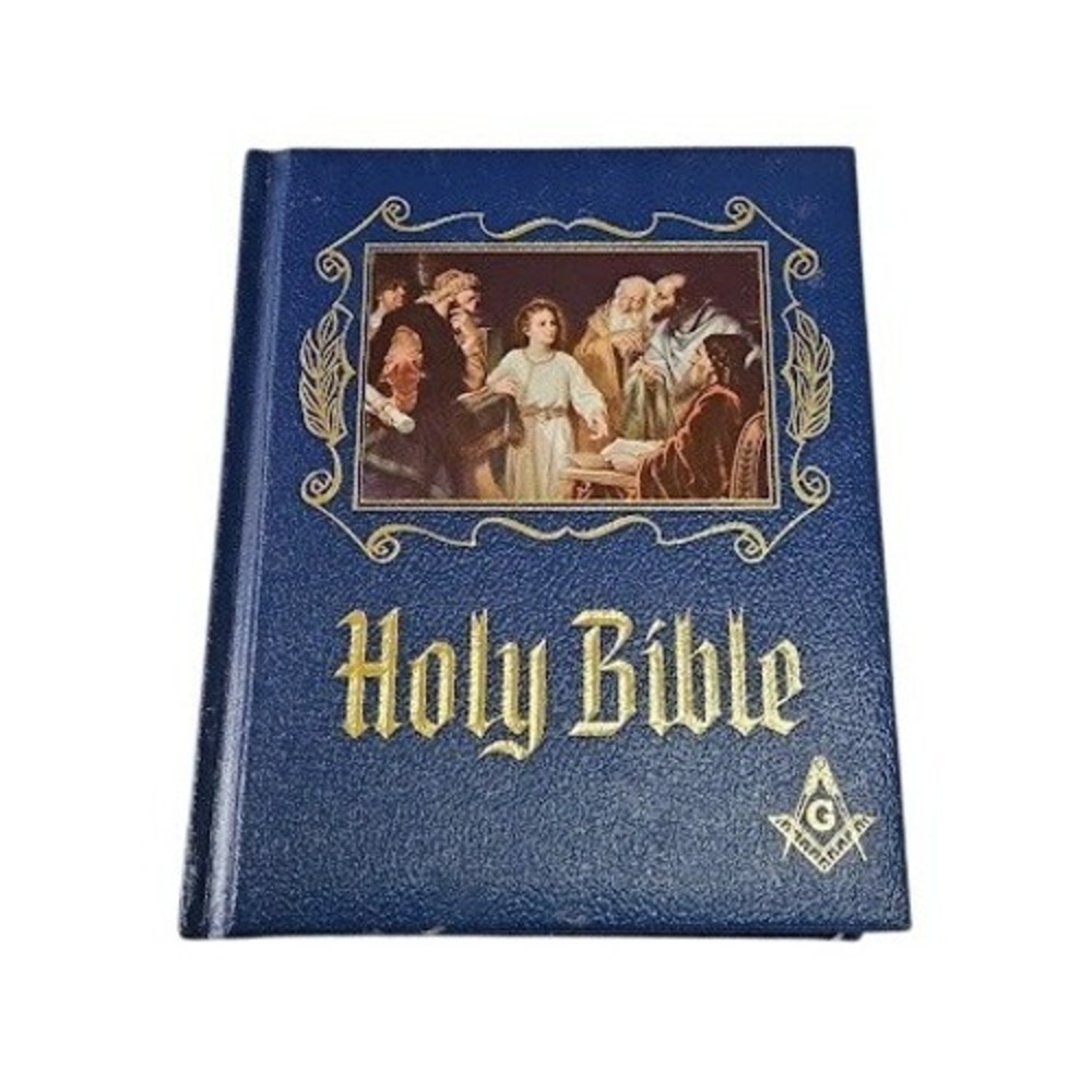 Holy Bible Masonic Edition Blue Red Letter Illustrated Vintage